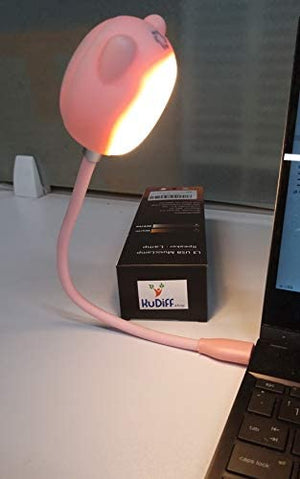 KuDiff Desk Lamp with USB Charging Port Built in Bluetooth Speaker Touch Sensitive Dimmable Brightness & 2 Color Mode, Creative Reading Lamp with Bluetooth Music Night Light Flexible USB Goose Neck
