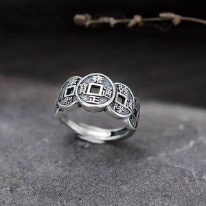 Five Emperor Coin Auspicious Ring