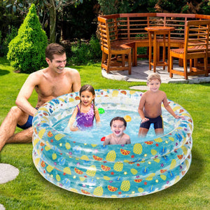 59x21in Inflatable Swimming Pool Blow Up Family Pool For 3 Kids Foldable Swim Ball Pool Center