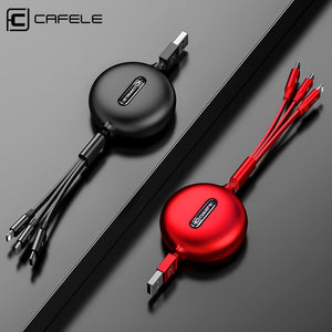 Cafele 3 in1 Micro USB Cable For iPhone Retractable Cable 120cm Support Fast Charging Type C Cable For Xiaomi Huawei Data Sync