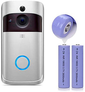 WiFi Video Doorbell Camera with LED Ring HD AC or Battery Power Two-Way Audio Talk Notification/Alert on Phone SD Card Recording Smart Night Vision-V5