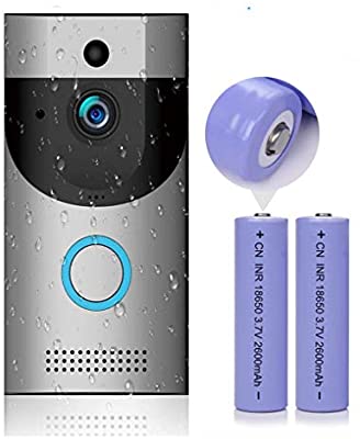WiFi Video Doorbell with LED Ring HD Battery or AC Power PIR Detection Two-Way Audio Talk Notification/Alert on Phone Motion Detect Recording on SD Card or Cloud