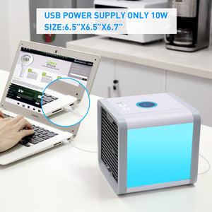 Portable Air Conditioner USB Fan, 3 in 1 Personal Space Air Cooler, Humidifier, Purifier, Desktop Cooling Fan Personal Table Fan Used Office Home Kitchen