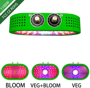 COB LED Grow Light Dimmable Adjustable Full Spectrum IR UV Panel Lamps for Greenhouse Indoor Hydroponics Plants Micro Greens Clones Succulent Seedling Germination (1100W)
