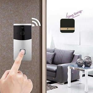 Wireless Video Doorbell with LED Ring Button HD WiFi Camera with Real-time Video, Two-Way Talk, Night Vision, PIR Motion Detection, SD Card iOS Android,Powered by AC & DC & Battery (6 Months Work)