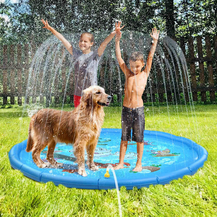 Splash Pad Large Sprinkler Play Mat Fun for Kids, Thicker Summer Outdoor Water Toys Toddler Pool for 3-12 Years Old Children Boys & Girls