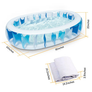 90×60×20In Inflatable Swimming Pool Blow Up Family Pool For Kids Foldable Swim Ball Pool Center