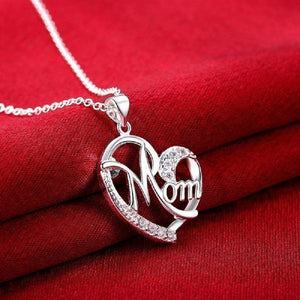 Necklace Mom Charm 925 Sterling Silver Cubic Zirconia Mother Infinity Love Heart Pendant Necklace Gift for Mother Grandmother