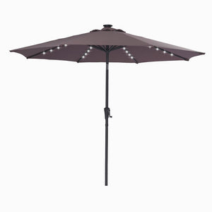 Backyard Patio Pool 9Ft Tilt And Crank Outdoor Umbrella With Solar Powered LED Lighted