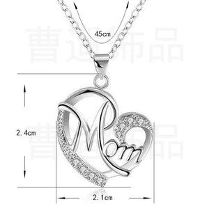Necklace Mom Charm 925 Sterling Silver Cubic Zirconia Mother Infinity Love Heart Pendant Necklace Gift for Mother Grandmother