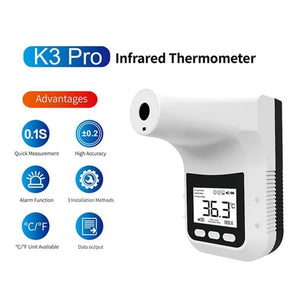 K3 Handsfree Digital Infrared Thermometer Non contact Wall-Mounted IR Laser Forehead Body Thermometer gauge Gun for fever kid M3